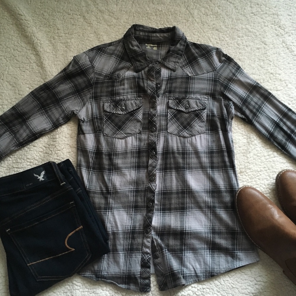 Black and grey soft flannel